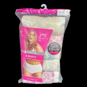 JMS Just My Size Lace Effects Cotton Briefs Plus Sz 14 Underwear Panties 5 Pairs